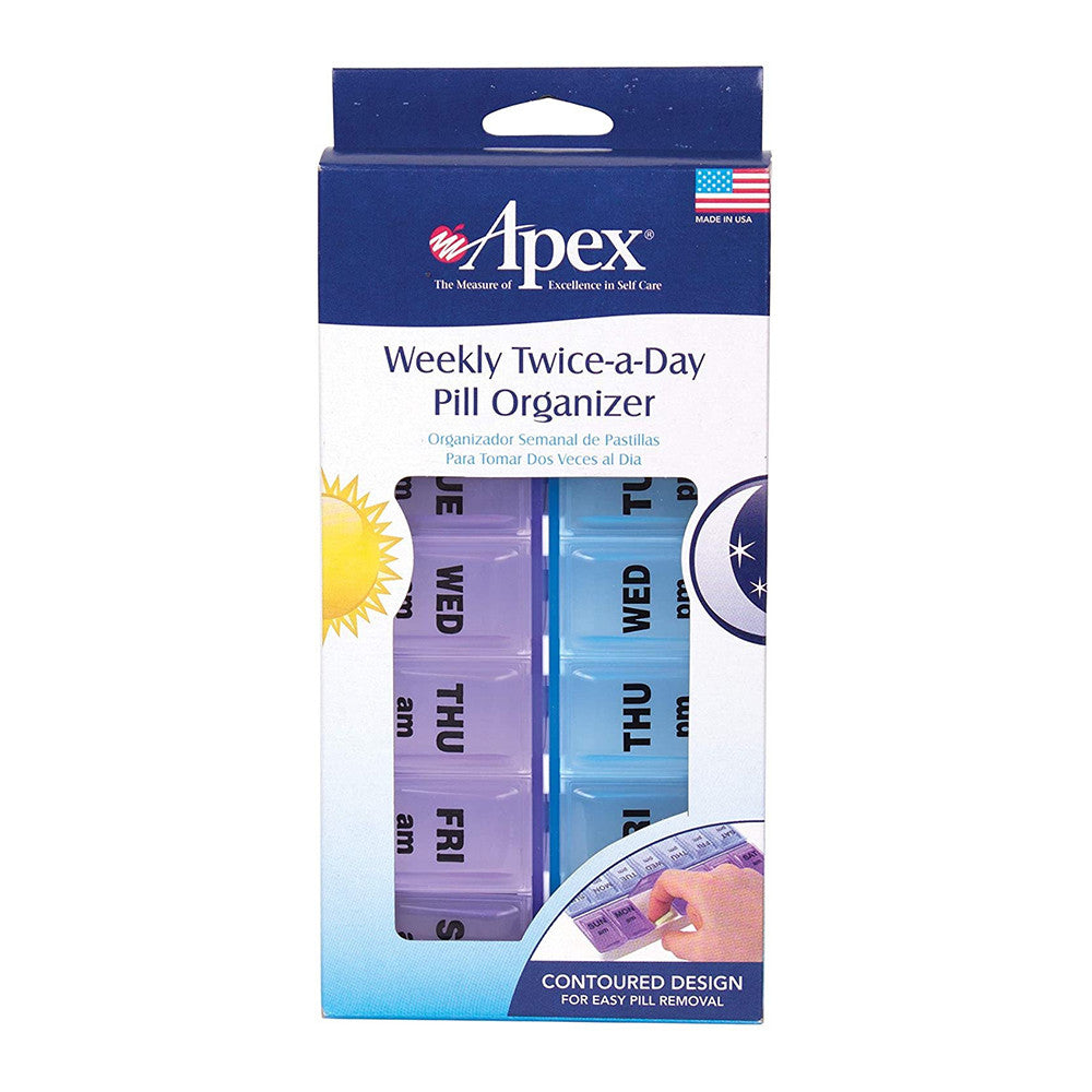 Apex Twice-A-Day Weekly Pill Organizer, Model No : 70059, Assorted, - 1 Set